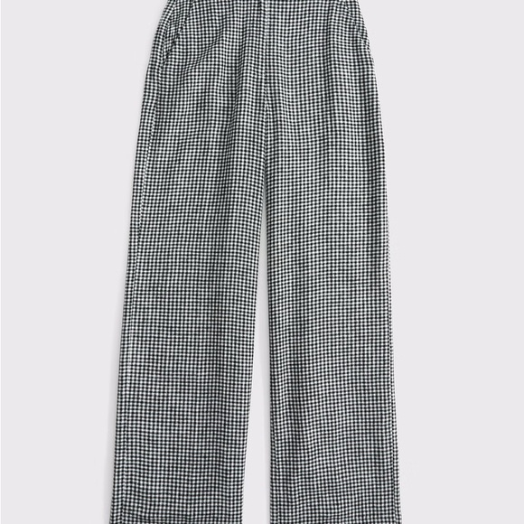 Abercrombie Women's
Tailored Linen-Blend Wide Leg Pant Black Gingham - Picture 1 of 5